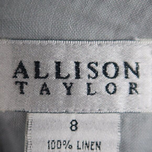 ALLISON TAYLOR LIGHT GREY A LINE LINEN MIDI SKIRT SIZE 8 - Picture 2 of 6